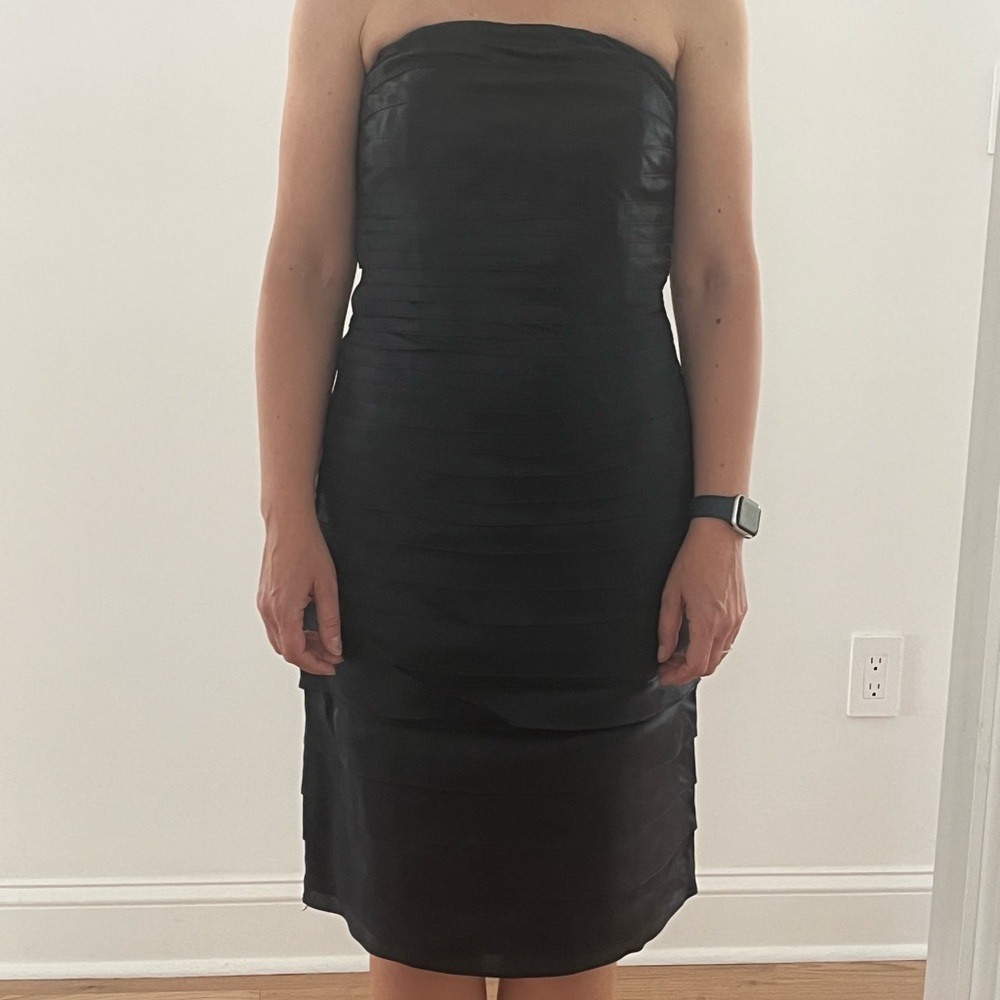 Calvin Klein Black Strapless Layered Cocktail Dress